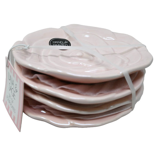 4pc CERAMIC PINK ROSE PLATE SET LUNA & SAGE C/P 8