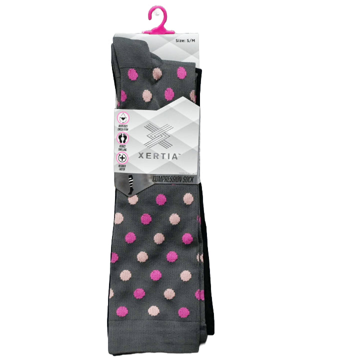 2pk S/M LADIES FASHION BLACK PATTERN COMPRESSION SOCKS C/P 60