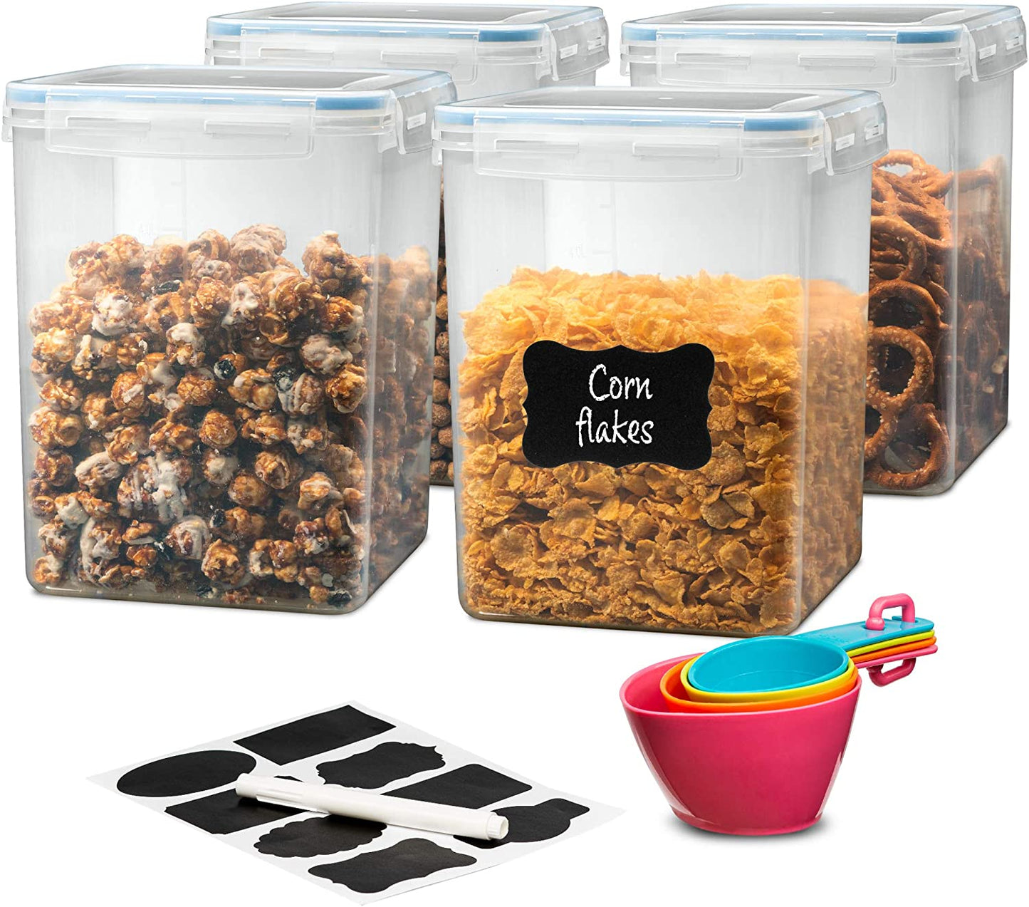 4pc 5.2L CEREAL/FOOD STORAGE CONTAINER W/MEASURING CUPS C/P 3