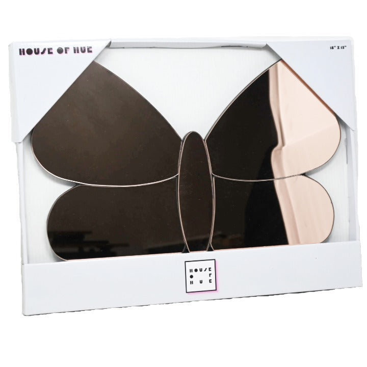 18"x13.5" Butterfly Mirror Rose Gold Décor (Polished Layered Glass/Thick MDF Backing) C/P 4