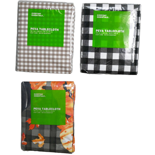 60x84" PRINTED PEVA TABLECLOTH ASST AS IS C/P 48