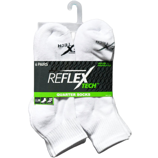 6pk MEN WHITE CUSHIONED QTR SOCKS SIZE 10-13 C/P 36