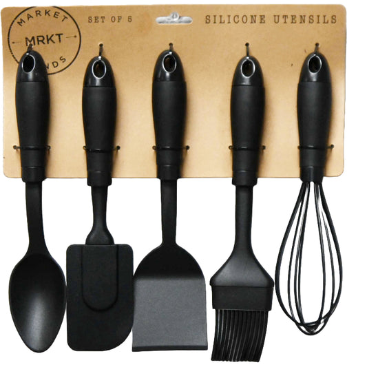 5pk Black Silicone Utensil Set C/P 48