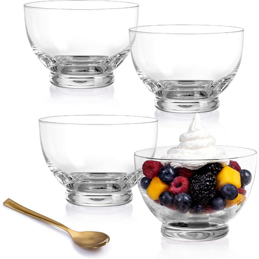 4pc GLASS DESSERT BOWLS W/SPOONS C/P 2