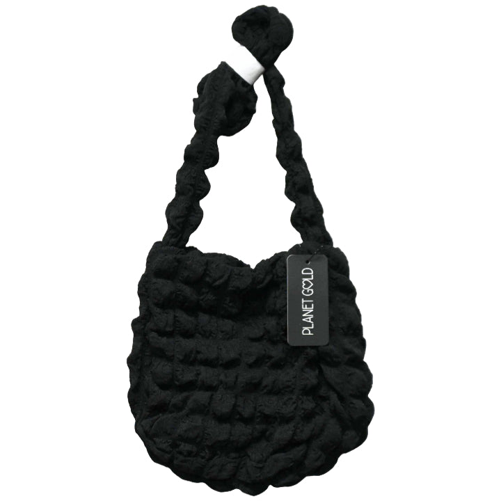 BLACK QUILTED CROSS BODY HANDBAG W/TOP ZIPPER C/P 12