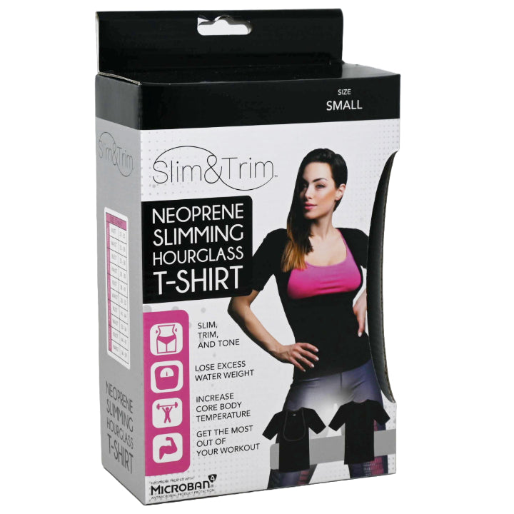 SMALL JET BLK NEOPRENE HOURGLASS T-SHIRT W/SLEEVES (BOXED) C/P 12