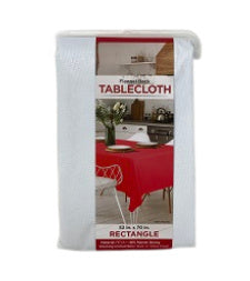 52" X 70" Peva White Solid Tablecloth with Flannel Back C/P 24