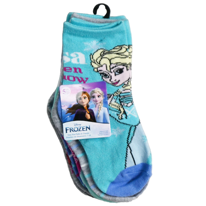 5pk FROZEN FOREVER SISTERS CREW SOCKS SIZE 6-8 C/P 60