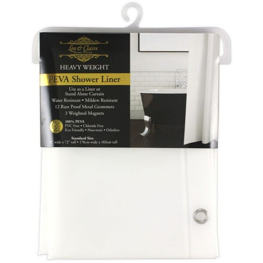 70"x72" WHITE PEVA SHOWER LINER C/P 24