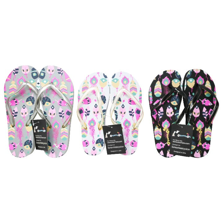 *OUT OF CA* WOMEN FLIP FLOPS wPRINT 3-ASST COLOR/6-ASST SIZE SIZE C/P 36