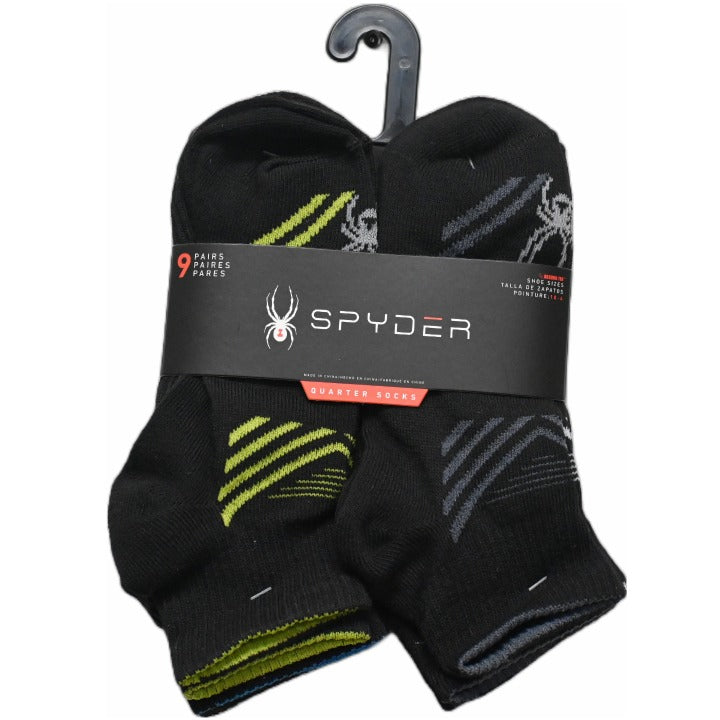 9pk 6-8 SPYDER BLOCK STRIPE QTR SOCKS C/P 60