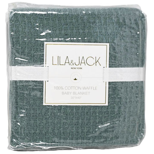 1pc 30x40" Cotton Waffle Blanket - Green C/P 48