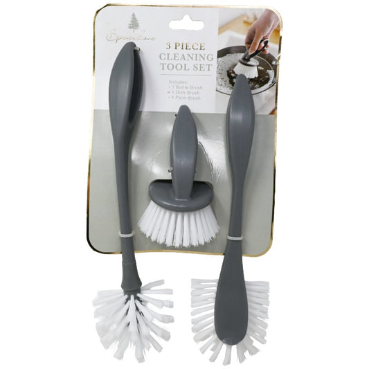 3pc Gry Dish Brush Set C/P 24