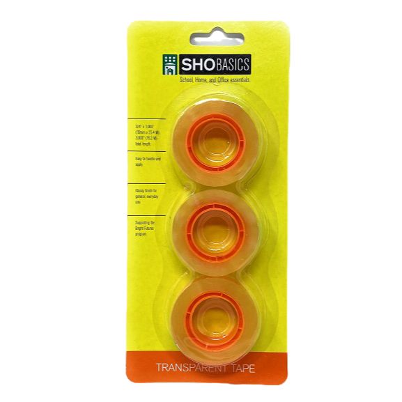 SHO BASICS 3/4" X 1,000" TRANSPARENT TAPE REFILL (3/PACK) C/P 144