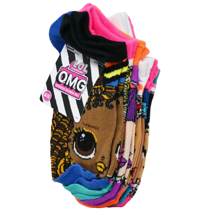 6pk LOL OMG FIERCE STYLE NS SOCKS SIZE 6-8 C/P 12