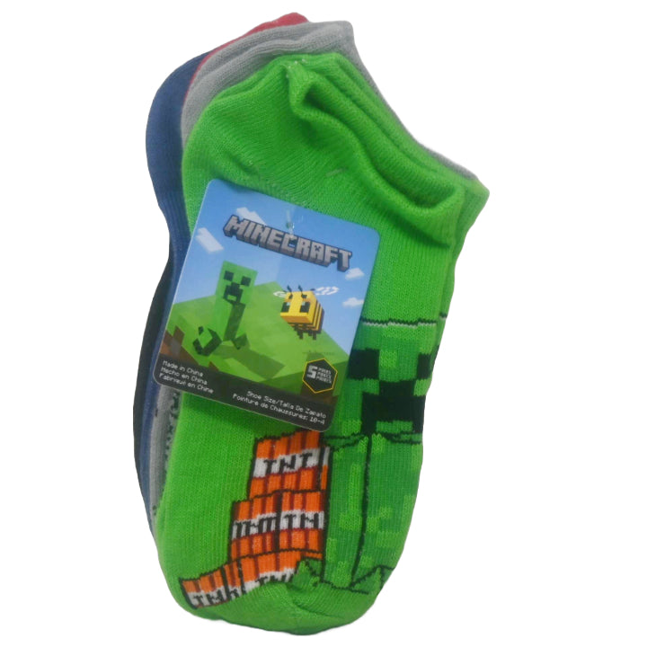 5pk MINECRAFT LOOKING FOR TROUBLE NS SOCKS SIZE 6-8 C/P 60