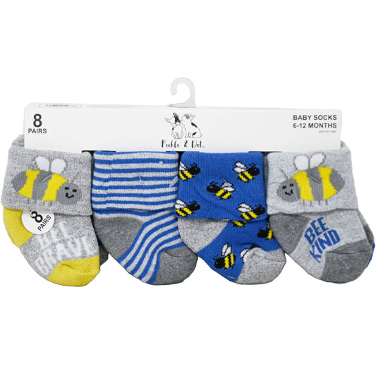 8pk INFANT BOY MULTI TURNCUFF TERRY SOCKS ASST SIZE C/P 60