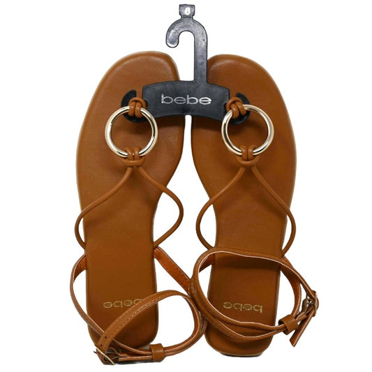 WOMEN TAN FASHION SANDAL wKNOT STRAP UPPER & METAL HARDWARE BEBE 6-ASST SIZE C/P 12