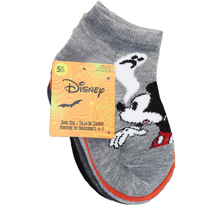 5pk MICKEY MOUSE BOO! QRT SOCKS SIZE 2T-4T C/P 60, PRE-PRICED AT $3.99