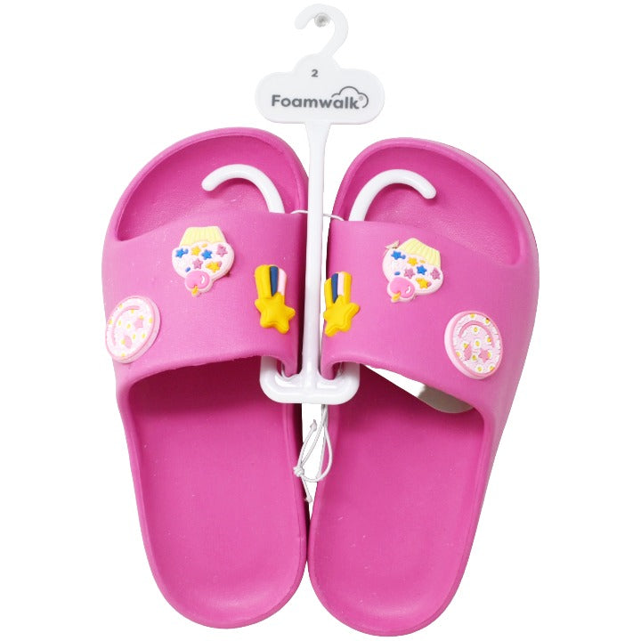 Girls Fuschia Eva Platform Slides C/P 12 BEBE