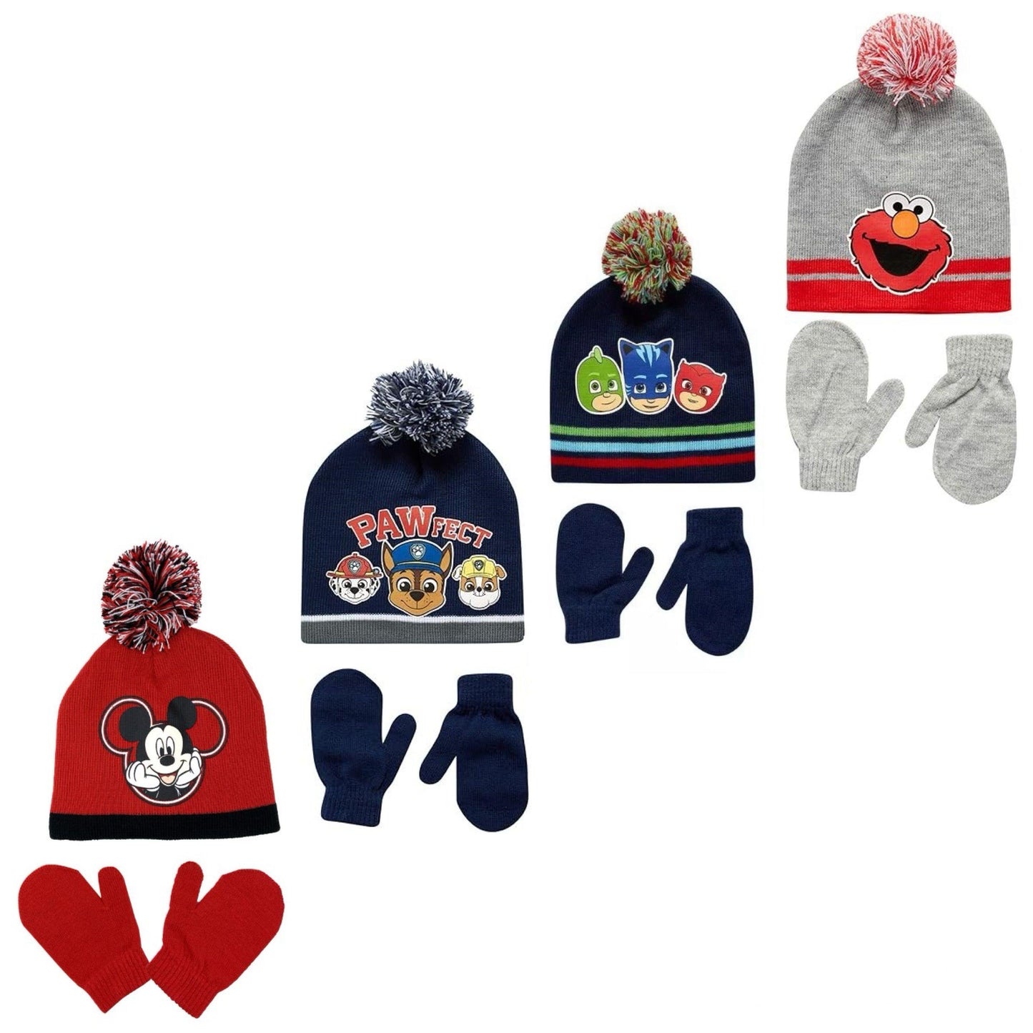 TODDLER BOYS ASST LICENSE HAT & MITTEN SET C/P 96