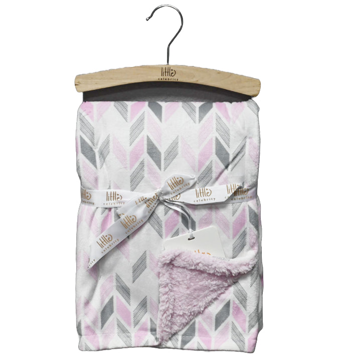 30"x40" PINK PRINTED MINK TO SHERPA BLANKET C/P 24