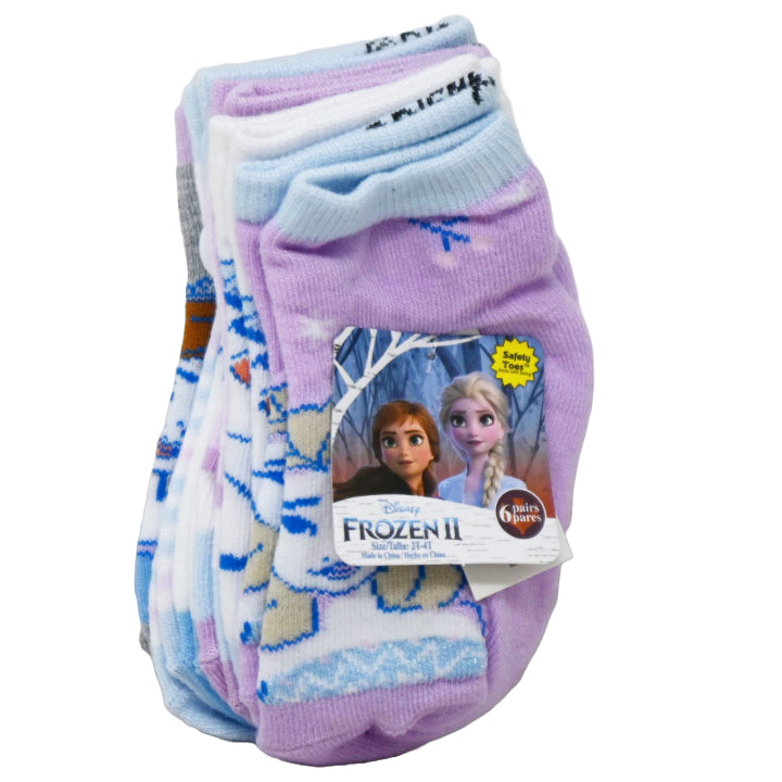6pk 2T-4T FROZEN 2 WILD SPIRITED QTR SOCKS C/P 12