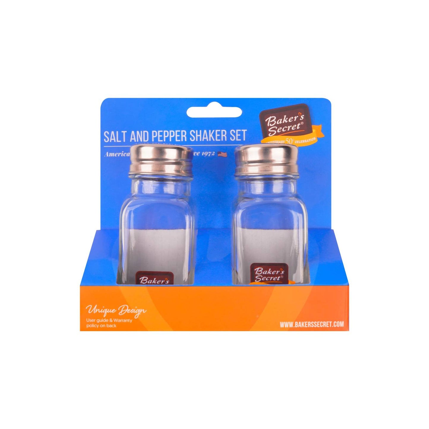Baker's Secret 2pc Glass Salt & Pepper Shaker Set C/P 36