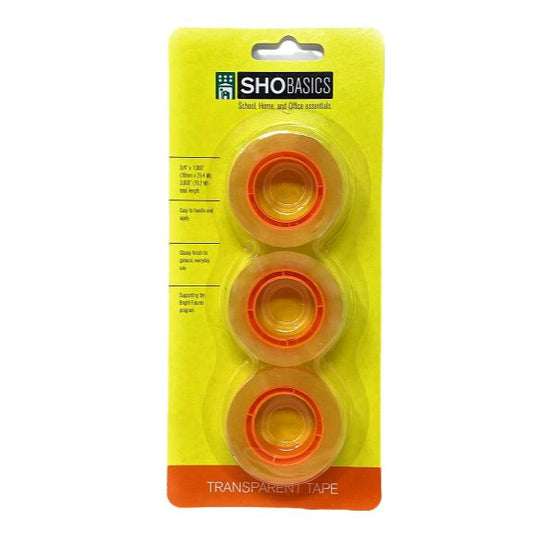 SHO BASICS 3/4" X 1,000" TRANSPARENT TAPE REFILL (3/PACK) C/P 144