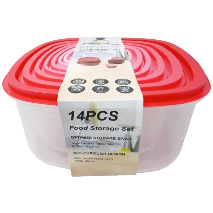 7pk Red Sq Food Storage Set C/P 12 Phantom Chef