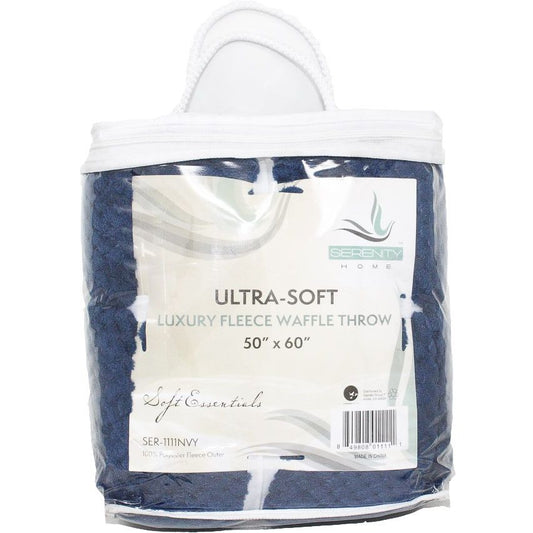 50" X 60" NAVY WAFFLE THROW BLANKET C/P 20