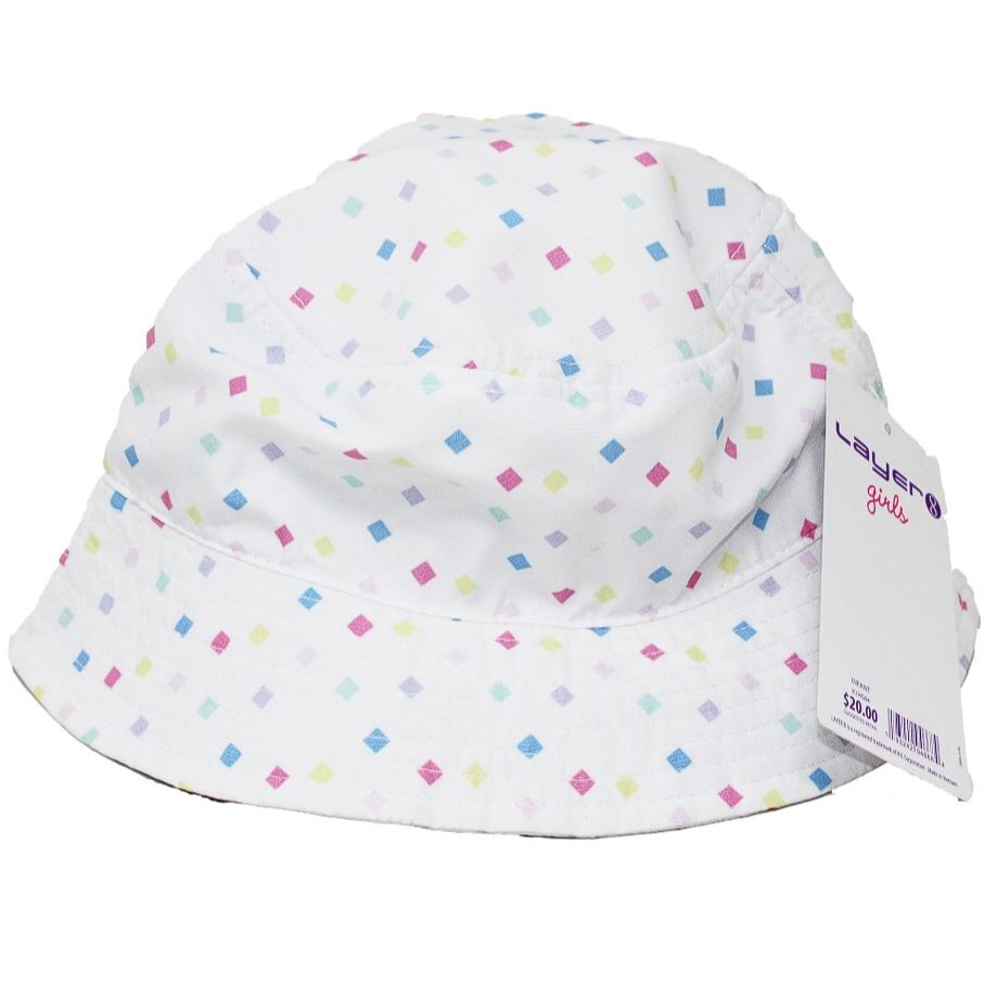 GIRLS INFANT DITZY DIAMOND CLASSIC PRINTED BUCKET HAT W/CHIN STRAP C/P 36