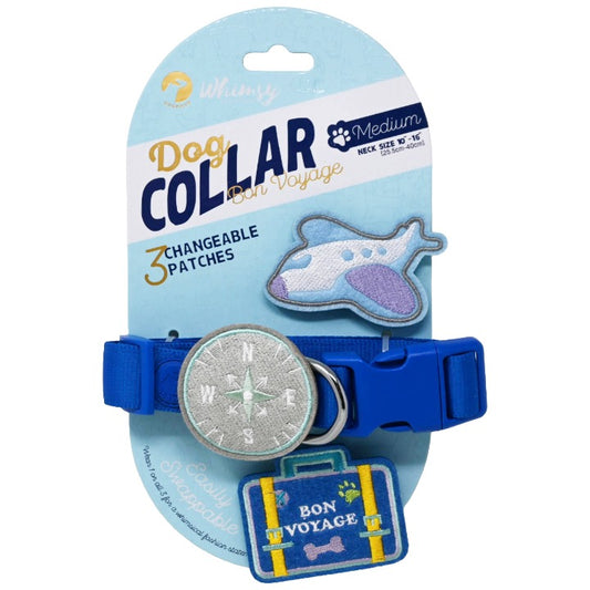 DOG COLLAR W/3PK PATCHES BON BLUE C/P 48 DOGHAUS