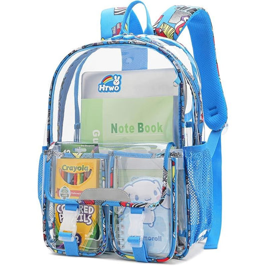 16.5" *OUTSIDE USA* CLEAR/BLUE BACKPACK C/P 18