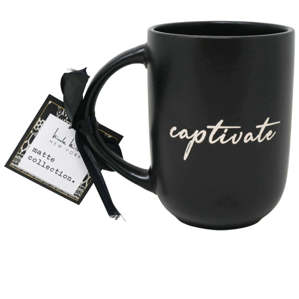 Matte Organic Mug with Debossed "Captivate" on Outside Nicole Miller C/P 36