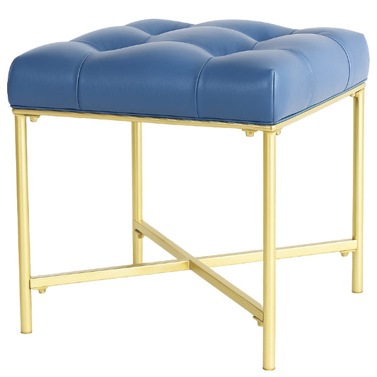 Navy Ottoman PU Leather with Gold Metal Legs 18.3"Hx16.1"SQ RTA C/P 2