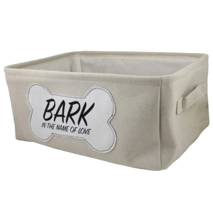 Natural "Bark in the Name of Love" Bone Shape Patch Pet Bin 16x12x7" C/P 12
