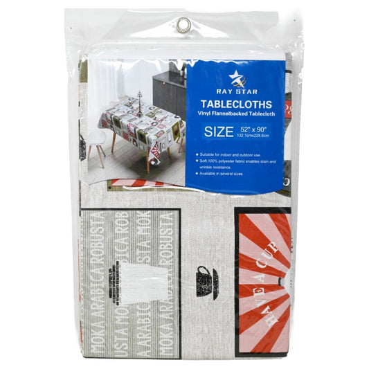 52x90" PRINTED VINYL TABLECLOTH wFLANNEL BACKING C/P 24