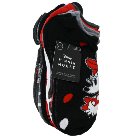 9pk WOMEN MINNIE MOUSE DREAMING IN DOTS NS SOCKS SIZE 9-11 C/P 60