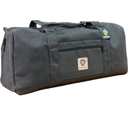 DIVIAGGIO BLACK DUFFLE BAG W/TOP ZIPPER & FRONT POCKET C/P 12