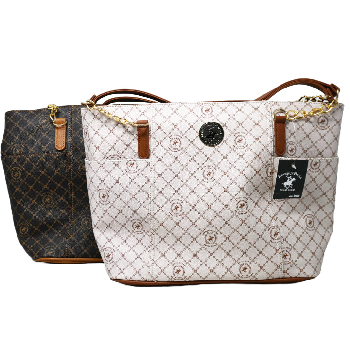 BHPC CARRY ALL HANDBAG W/TOP ZIPPER 2-ASST BROWN & BEIGE C/P 12