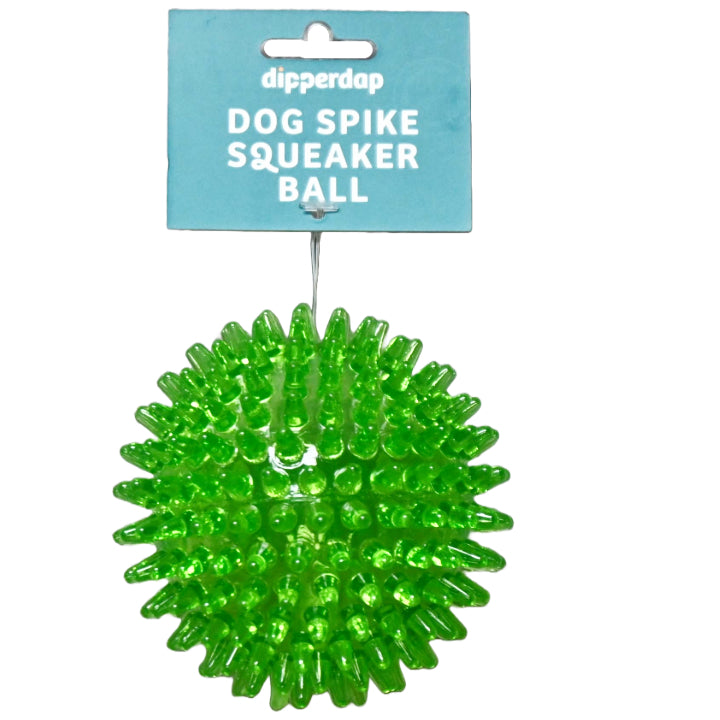 DOG SPIKE SQUEAKER BALL GREEN C/P 36