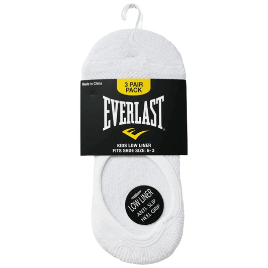 *USA ONLY* Kids White 3pk Unisex 1/2 Cush Low Liner Socks C/P 30