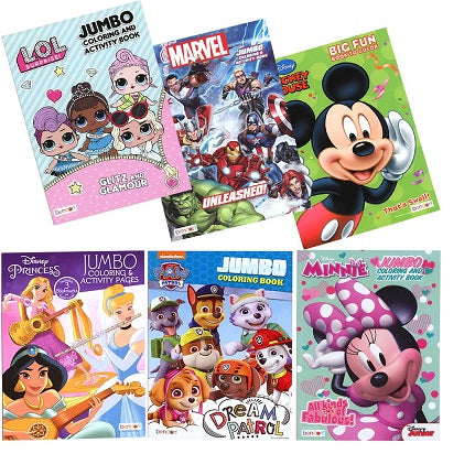 LICENSED 80pg COLORING BOOK, 6 ASSORTED TITLES C/P 36