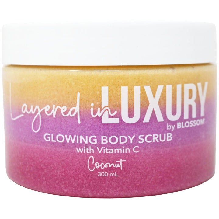Coconut 10.14oz Glowing Body Scrub Balm w/Vitamin C BLOSSOM Layered in LUXURY C/P 24