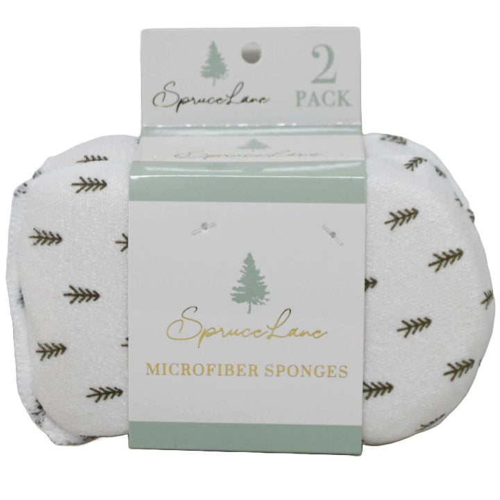 2pk White with Sage Trees Printed Sponges C/P 24