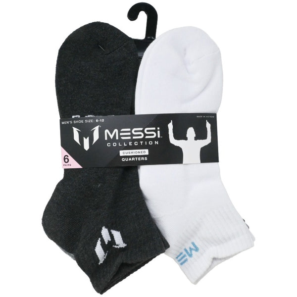 6pk Mens Messi Outline Qrtr Socks C/P 12 Messi