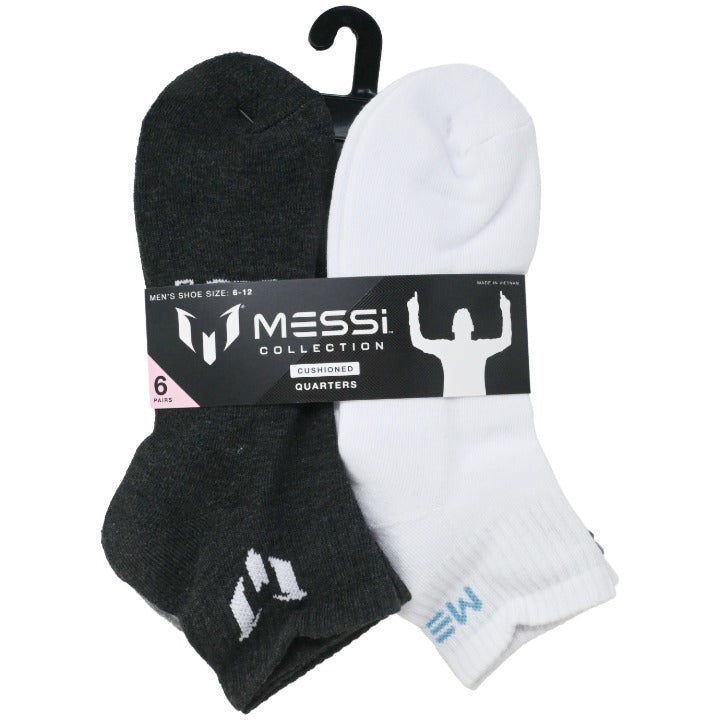 6pk Mens Messi Outline Qrtr Socks C/P 12 Messi
