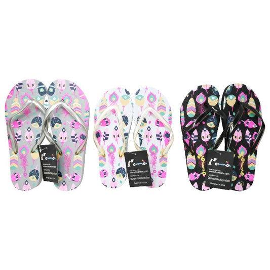*OUT OF CA* WOMEN FLIP FLOPS wPRINT 3-ASST COLOR/6-ASST SIZE SIZE C/P 36