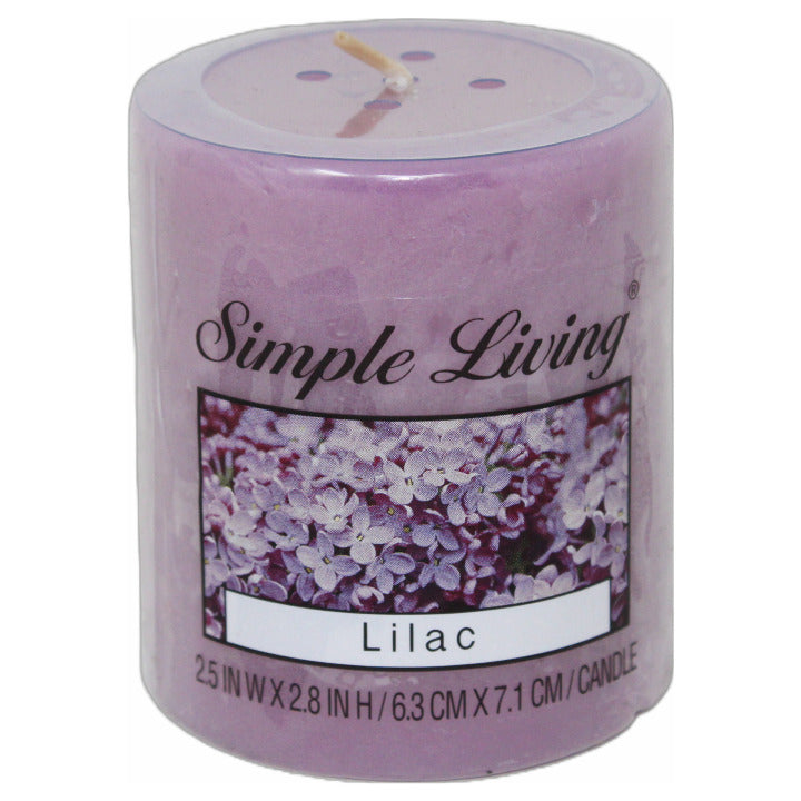 2.5"x2.8" SIMPLE LIVING LILAC PILLAR CANDLE C/P 4